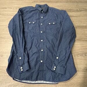 The Kooples Men's Button Up‎ Shirt Squares Size Medium Pearl Buttons